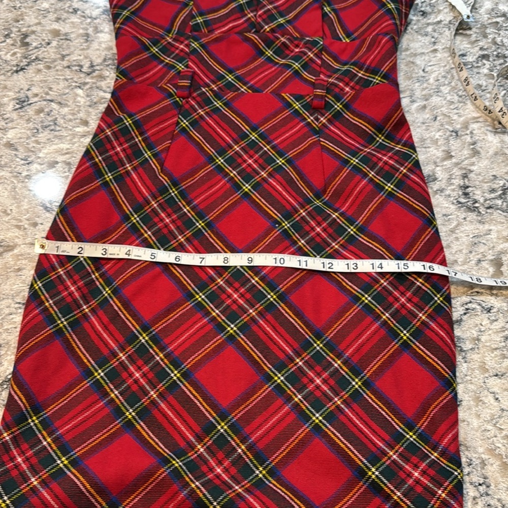 L.A.M.B. | Gwen Stefani Vintage Plaid Wool Dress 2000s Y2K in Red Size S Small - Picture 9 of 16